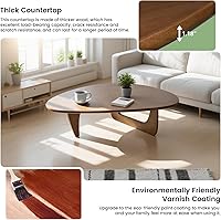 Vista 4 de Solid Wooden Modern Triangle Coffee Table: Unique Funky Coffee Tables for Living Room, Oval Mid-Century Irregular Abstract Tea Tables for Patio