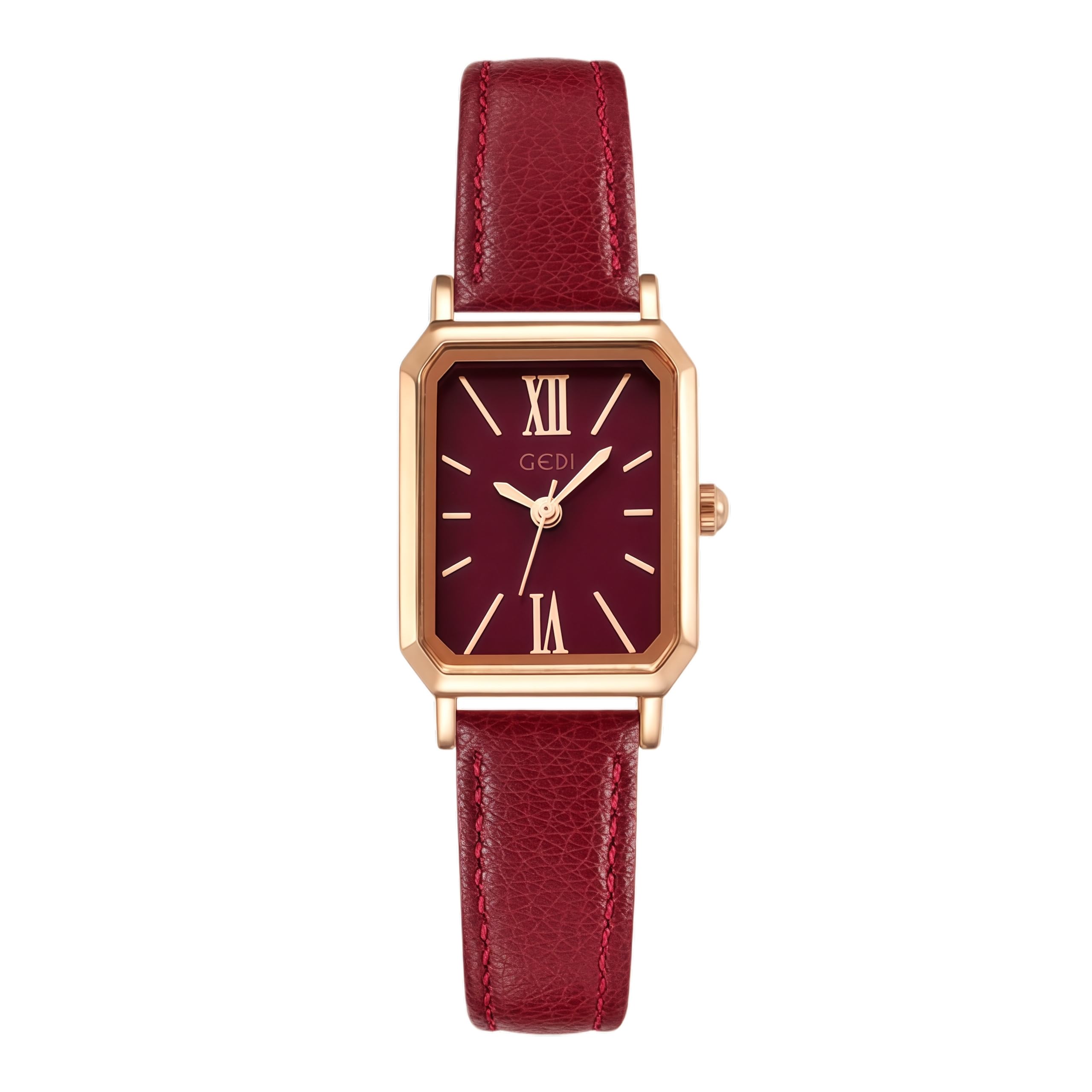 Quartz Watch for Women, Lady Stylish Square Dress Watch with Leather Strap and Sapphire Crown