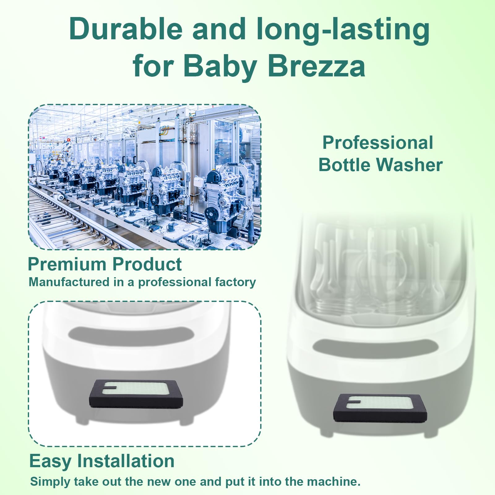 4 Pezzi Filtro Sostituzione Compatibile con Baby Brezza Baby Bottle Washer Pro, 6,7x5,8x1,3cm PP PET Pulitore Bottiglia Accessori Filtrazione