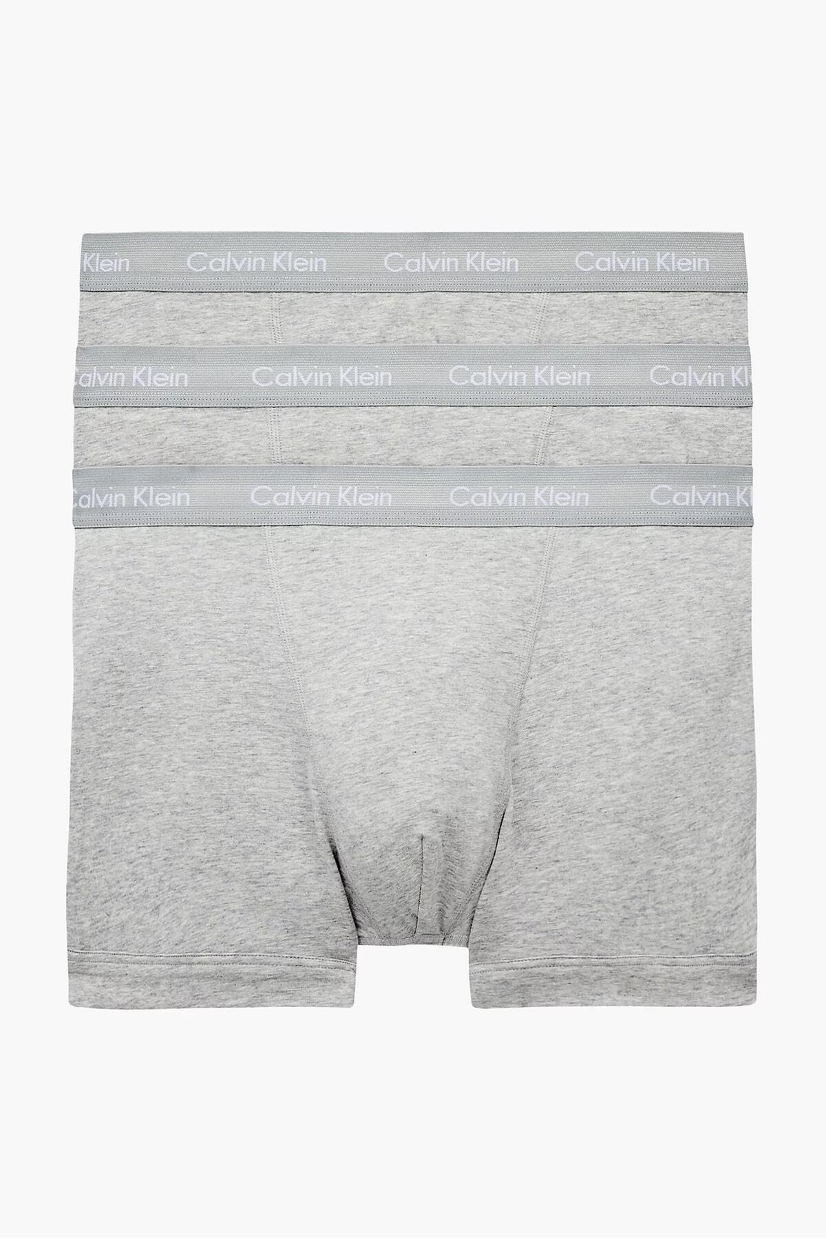 Calvin Klein Herren 3er Pack Boxershorts Trunks Unterwäsche, Grau (Grey Heather), S