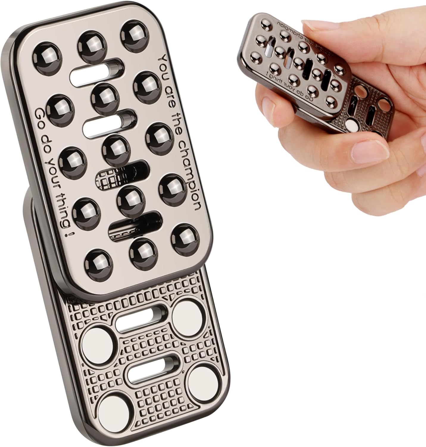 Fidget Toys Adults Metal Fidget Slider with Clear Stops and Sound (No Rattling Noise), Creative Magnetic Fidget Toy Cheer Up Gift for Adults, EDC Sensory Toys Black Nickle