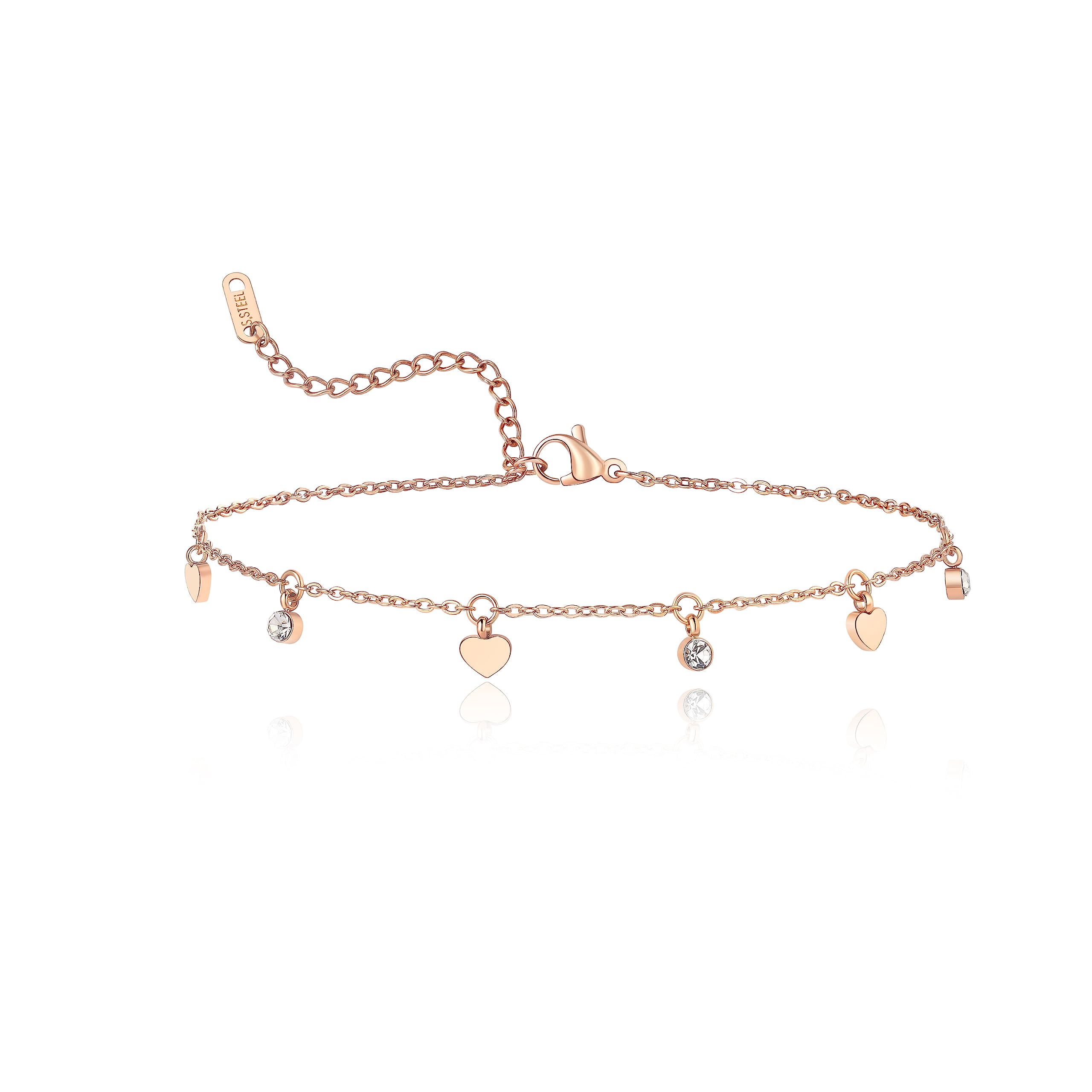 Lovans Ankle Bracelets for Women Heart Anklet Adjustable Beach Ankle Bracelets for Womens Beach Jewelry Gifts for Mom Wife Friend