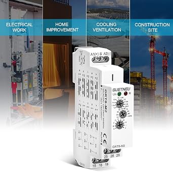 Relay 12V, Timer Relay Delay Off Trigger, Off Delay Timer with 10 Function Choices, Wide Voltage Multifunctional Relays for Electric Appliances, XS-SJ-M2-AC/DC12V~240V, 35mm DIN Rail Mounting