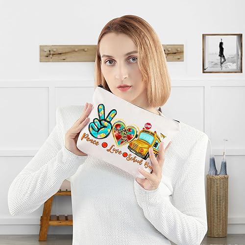 Miniatura 4 de WZMPA Kit de supervivencia para conductor de autobús escolar, regalo inspirado en el conductor de autobús, paz, amor, autobús escolar, bolsa con