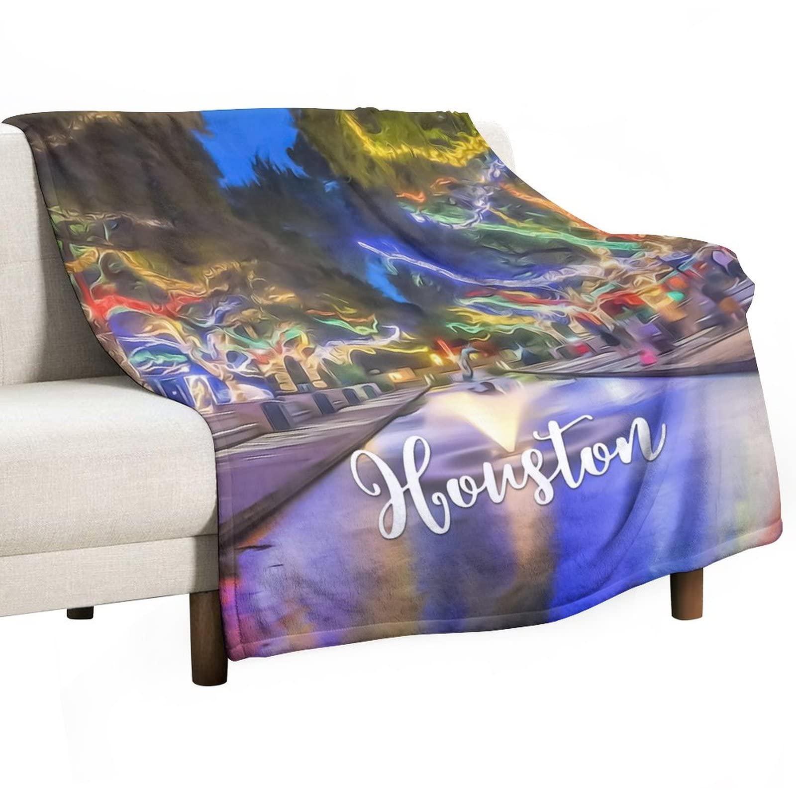 Couverture duveteuse plaid paysage urbain abstrait pour cadeau Noël