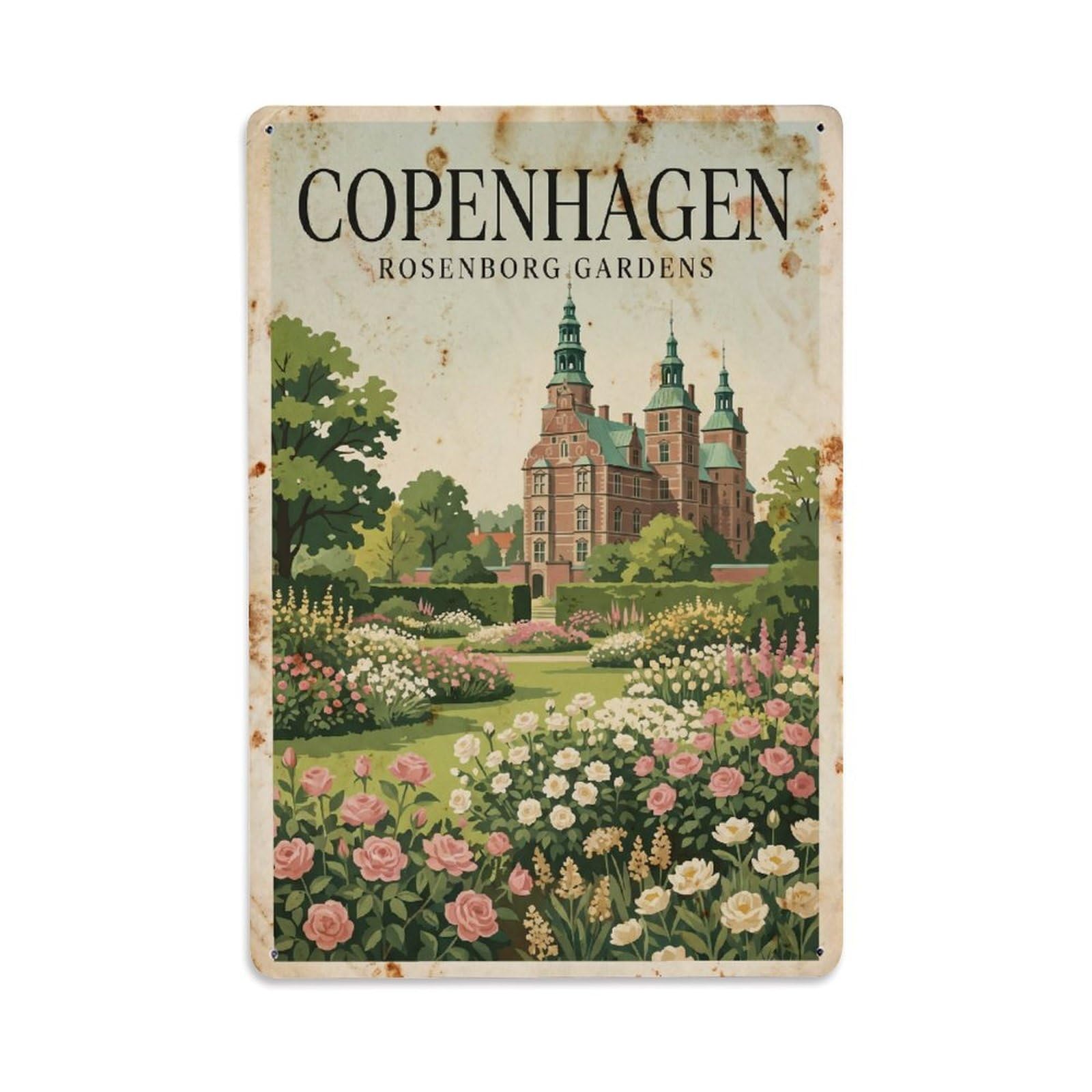 Este 8X12inch Style Vintage Travel Copenhagen Denmark Breathtaking Metal Tin Sign