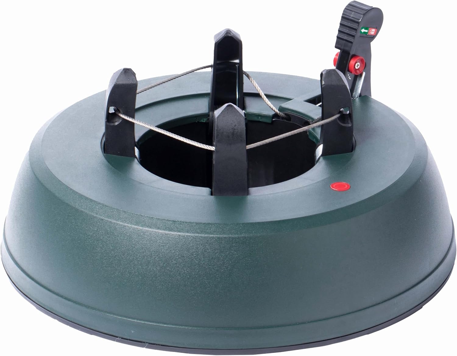 Automatic Christmas Tree Stand for Real Trees, Green Plastic Holiday Tree Base with Foot Pedal, Easy Single Cable Operation, Water Reservoir & Level Indicator