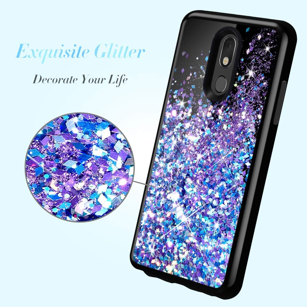 Caka LG Stylo 5 Case, LG Stylo 5 Glitter Case for Women Girls Girly Liquid Bling Shinning Luxury Fashion Flowing Liquid Floating Sparkle Soft TPU Black Case for LG Stylo 5 (Blue Purple)