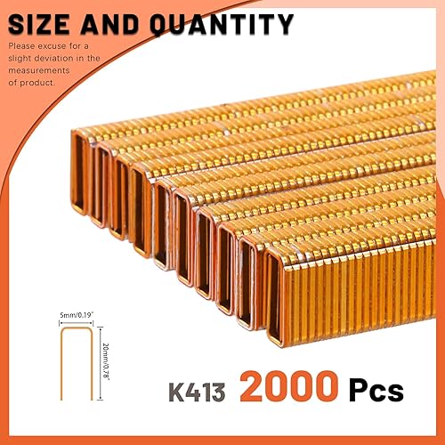 Miniatura 2 de Tanstic Juego de 2000 grapas de corona estrecha de calibre 18 de 14 de pulgada, grapas galvanizadas de 12 pulgada con acabado de corona estrecha