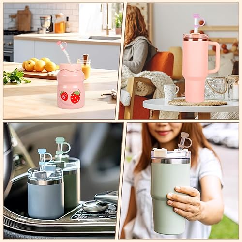 Miniatura 6 de 10 piezas de 0.394 in de silicona para popotes Stanley Cups 30 40 oz tapa de paja para vasos, reutilizable, a prueba de polvo, simple y moderna,