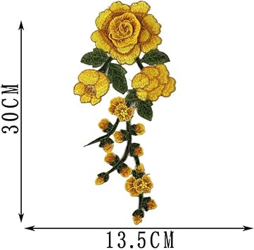 2Pcs/Set 3D Flower Embroidery Applique Patch DIY, Yellow | For Evening Skirt Clothes, Lace Collar Patches, Decoration Patch, Sewing Appliques