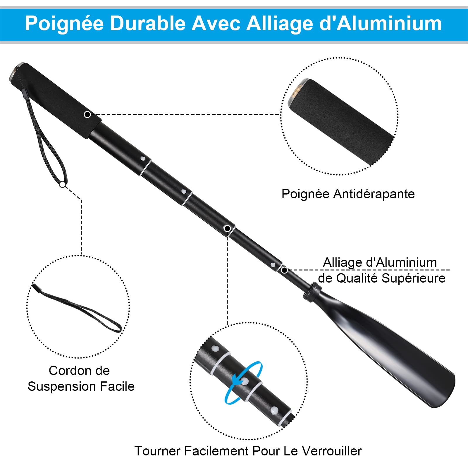 Mishell Chausse Pied Long -Telescopique 41-97 cm, Chausse Pieds Long Manche en Métal et Plastique, Chausse-pied Long, Chaussé Pied Manche Long