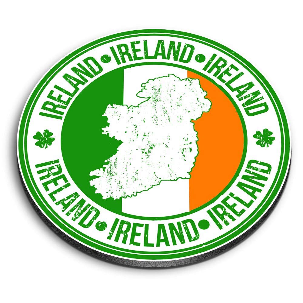 Destination Vinyl Ltd Multicolor 1 X Round Mdf Magnet - Ireland Irish Flag Map Travel Tourist 4930