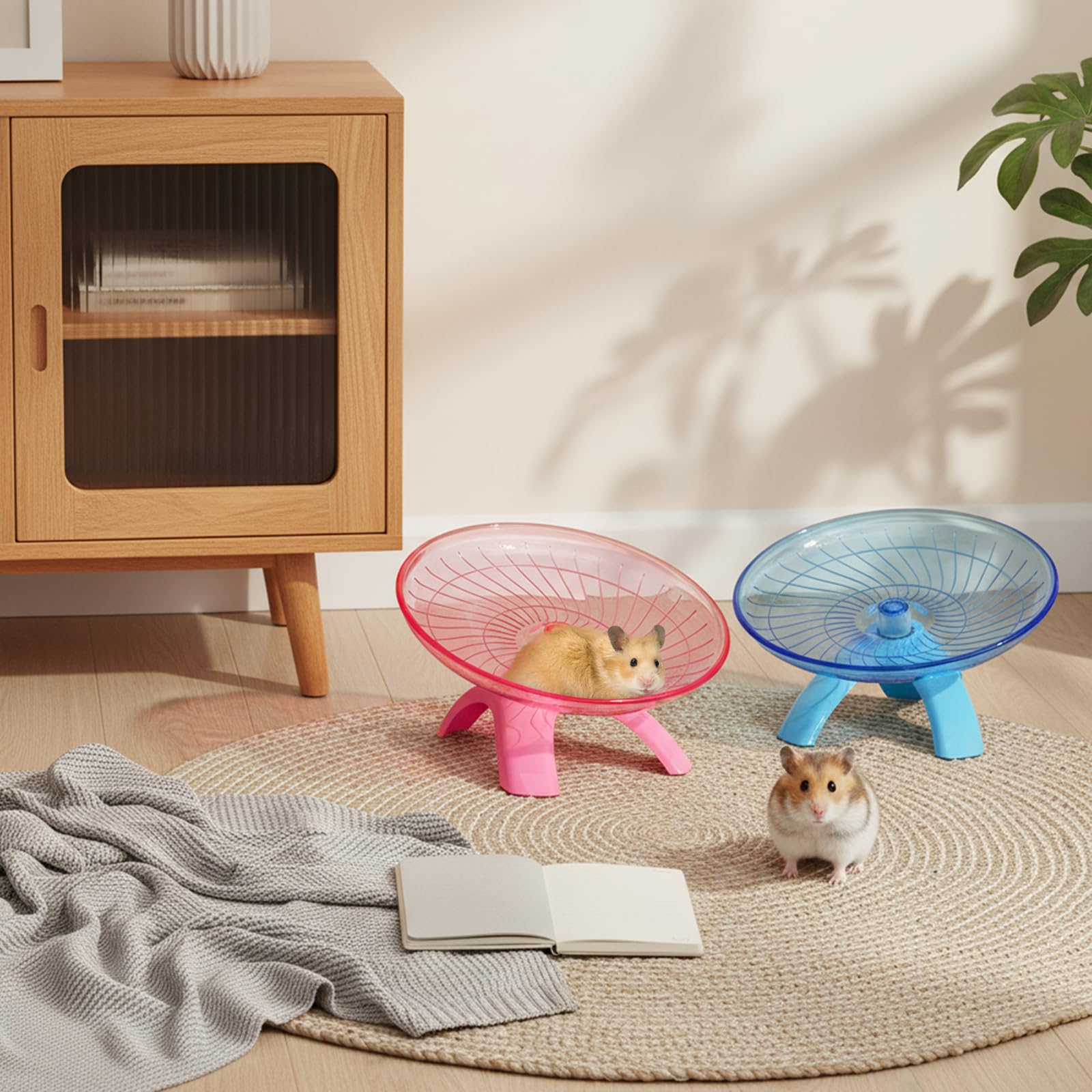 Foraineam 3 Pieces Silent Hamster Wheel, Hamster Flying Saucer, Quiet Spinner Running Exercise Wheels for Dwarf Hamsters, Gerbils, Mice, Hedgehogs, Guinea Pigs and Other Small Pets - image 5