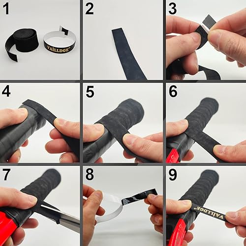 Miniatura 4 de Cinta de agarre para raqueta de tenis, cinta de agarre precortada de sensación seca que absorbe el sudor, agarre cómodo aterciopelado para raqueta