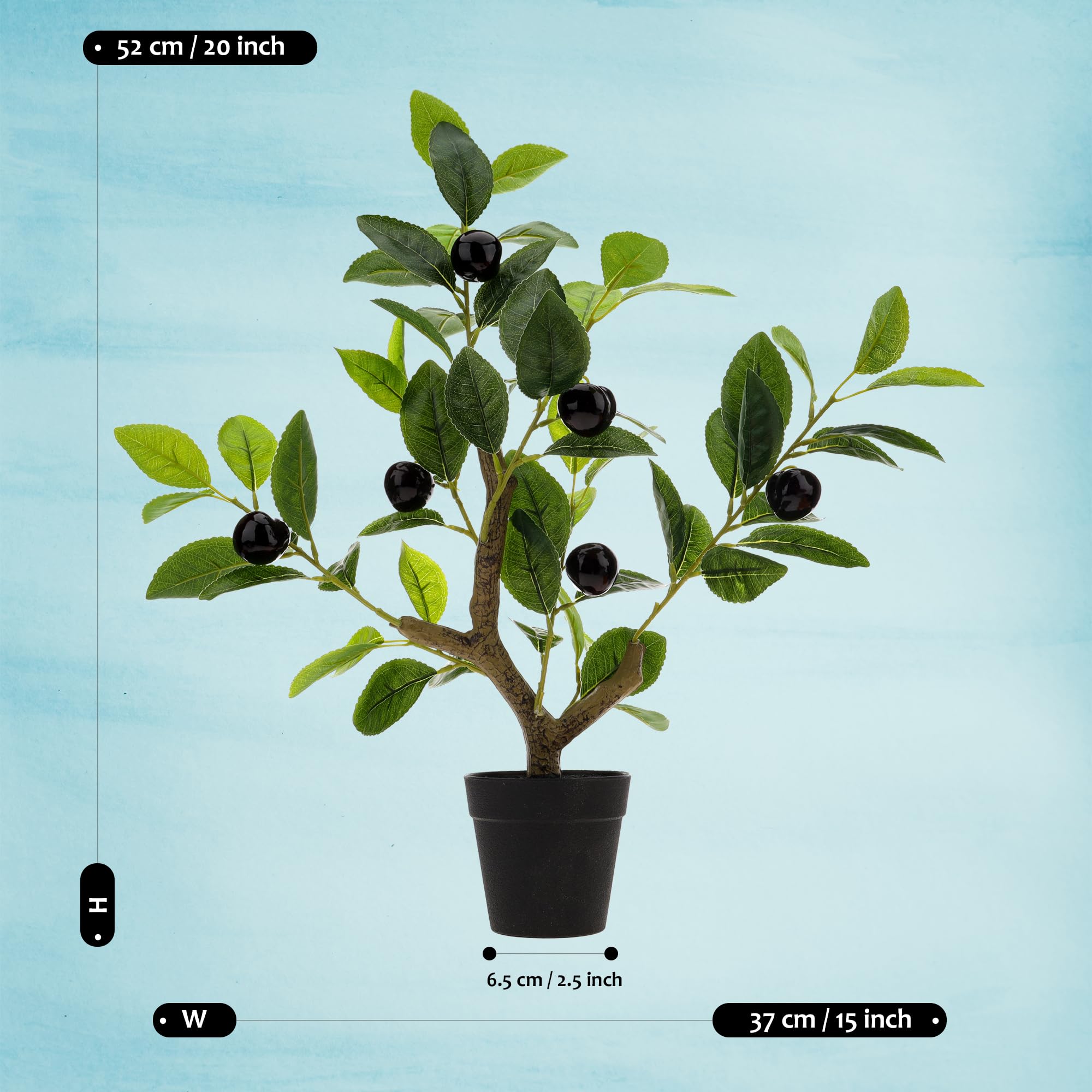 Árbol Artificial De Manzana Verde - 51 Cm De Altura, Hojas Realistas, Con 6 Frutos, Decoración Para Mesa U Oficina