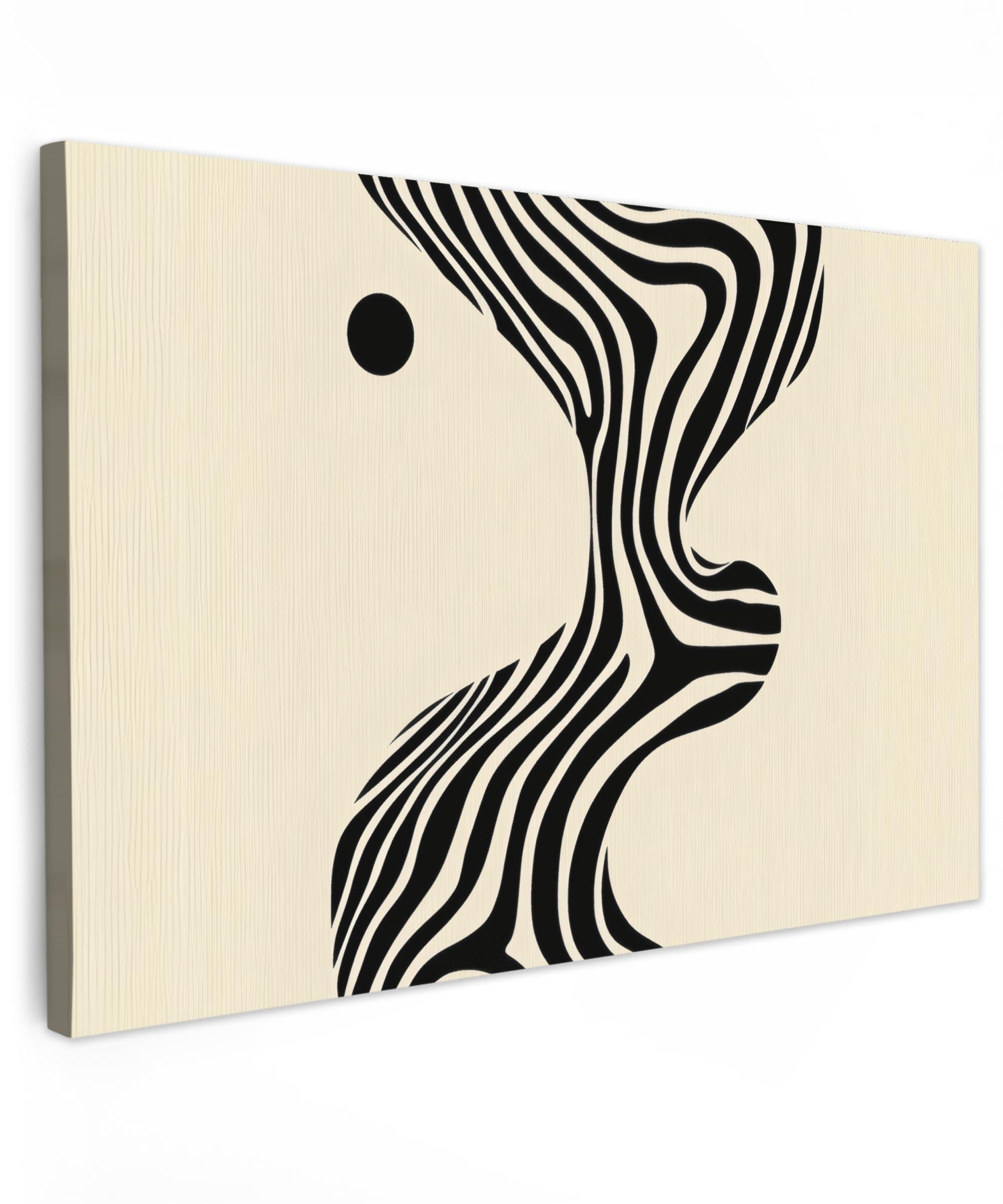 MuchoWow© Canvas Wall Art 24"x16" / 60x40 cm Decor Hanging Pictures for Living Room Canvus Artwork Deco Walls Beige - Lines - Wavy - Abstract — image 1