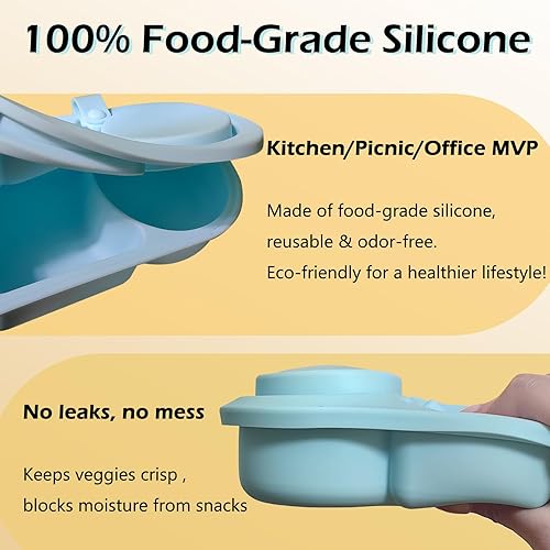 Miniatura 4 de Paquete de 3 recipientes pequeños de silicona con tapas para bebé, contenedores reutilizables de almacenamiento de alimentos para niños, contenedor