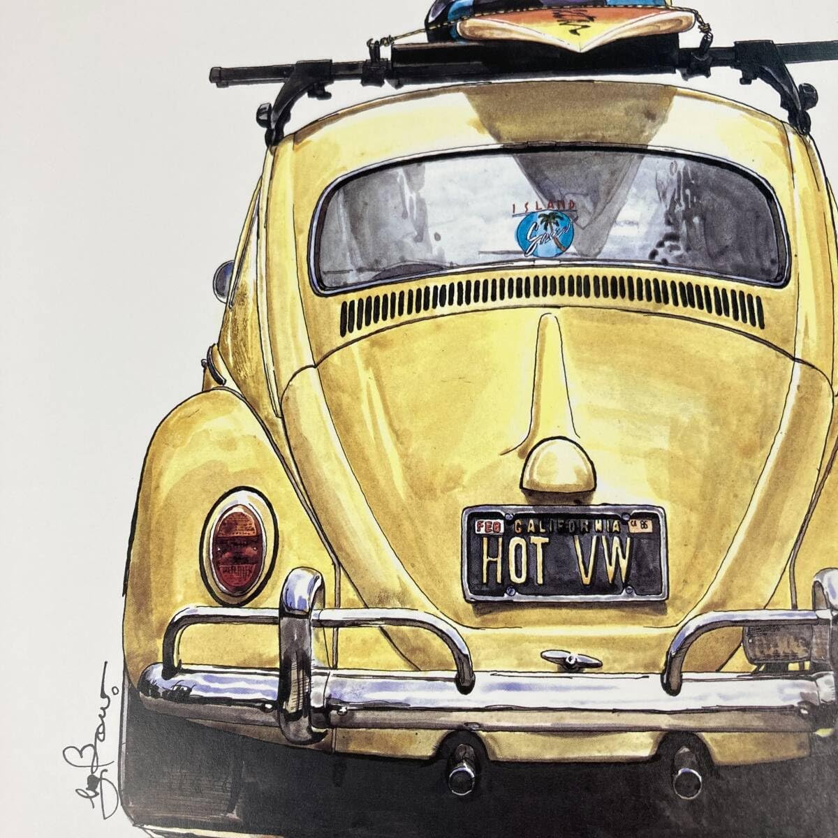 Amazon.co.jp: 額装品 BOW 池田和弘 VW Beetle イラスト B5サイズ額