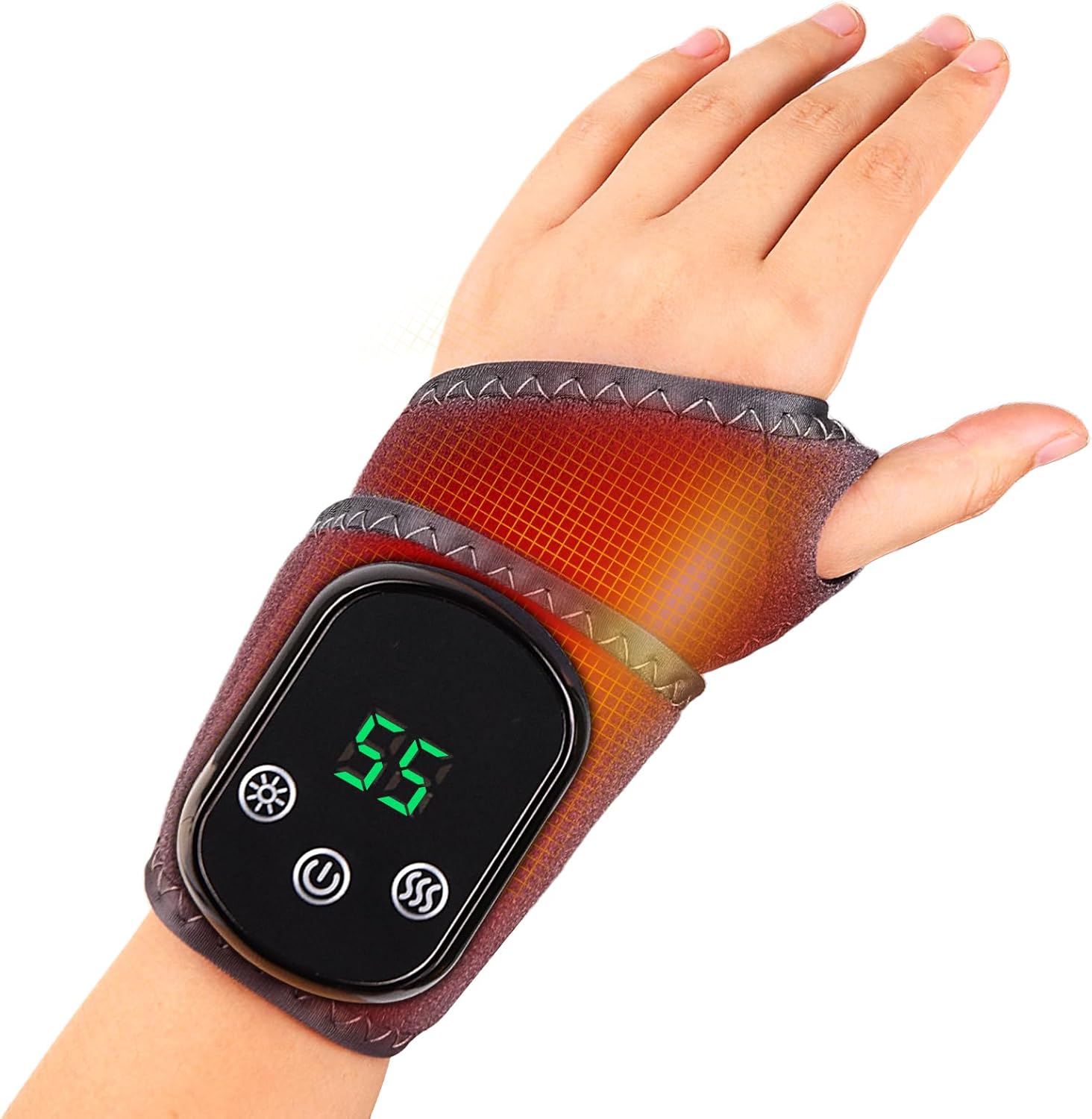 Rechargeable Cordless Wrist Heating Pad, 5 Heat Levels and 3 Vibration Modes, Portable Heating Pad for Work, Travel and Exercise, Fits Left and Right Hands