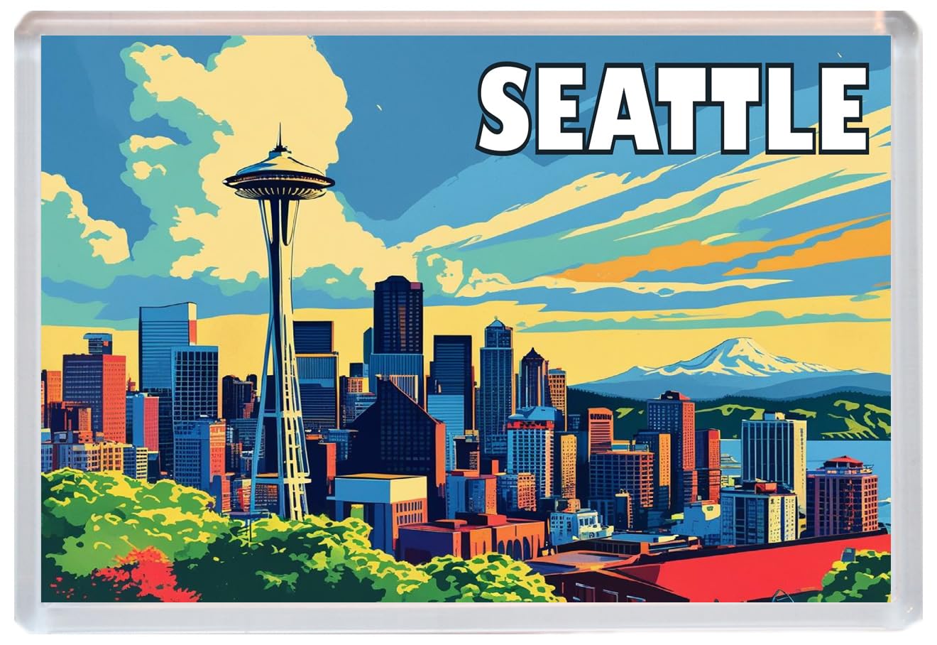 Seattle - USA - Jumbo Artistic Fridge Magnet 96 x 67mm