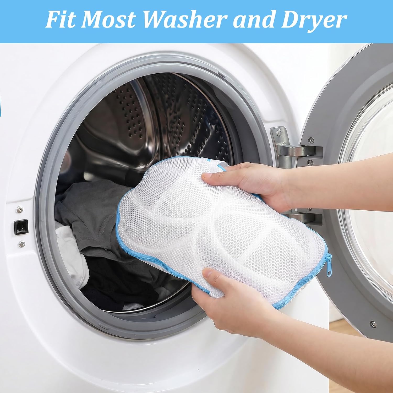 2 Pcs Laundry Bra Wash Bag for Washing Machine,Blue A Cups