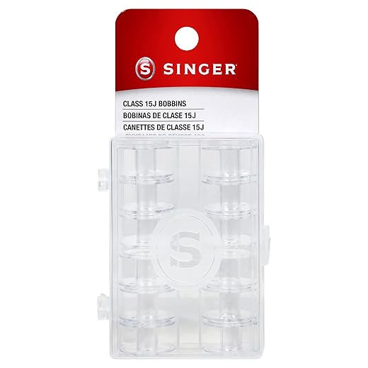 SINGER 06543 Class 15J Bobbins, Transparent, 12-Count