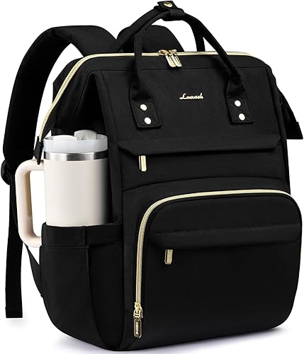 LOVEVOOK - Mochila de computadora portátil para mujer con bolsillo gigante para tarros, mochila de 15.6 pulgadas, impermeable, mochila de viaje,