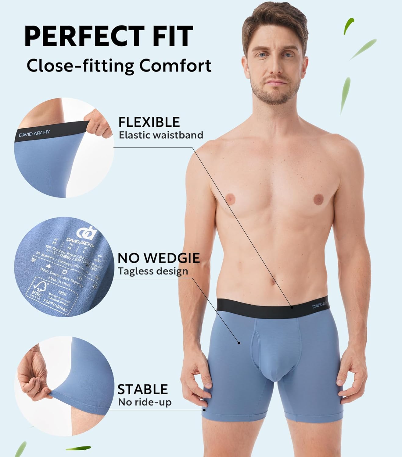 DAVID ARCHY Mens Underwear Rayon Made from Bamboo 7-Pack, Wicking-Moisture & Cool Boxer Briefs with Support Pouch - Image 5