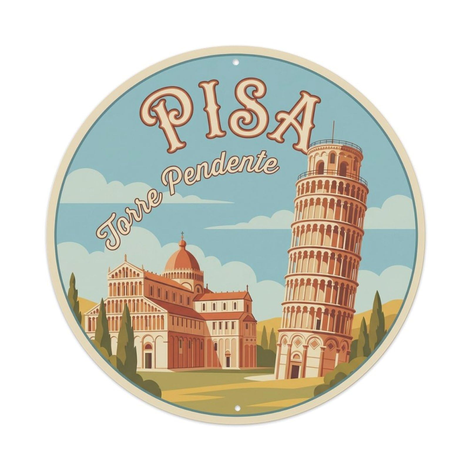 Vintage Travel Pisa Tower Italy Metal Tin Sign Plaque