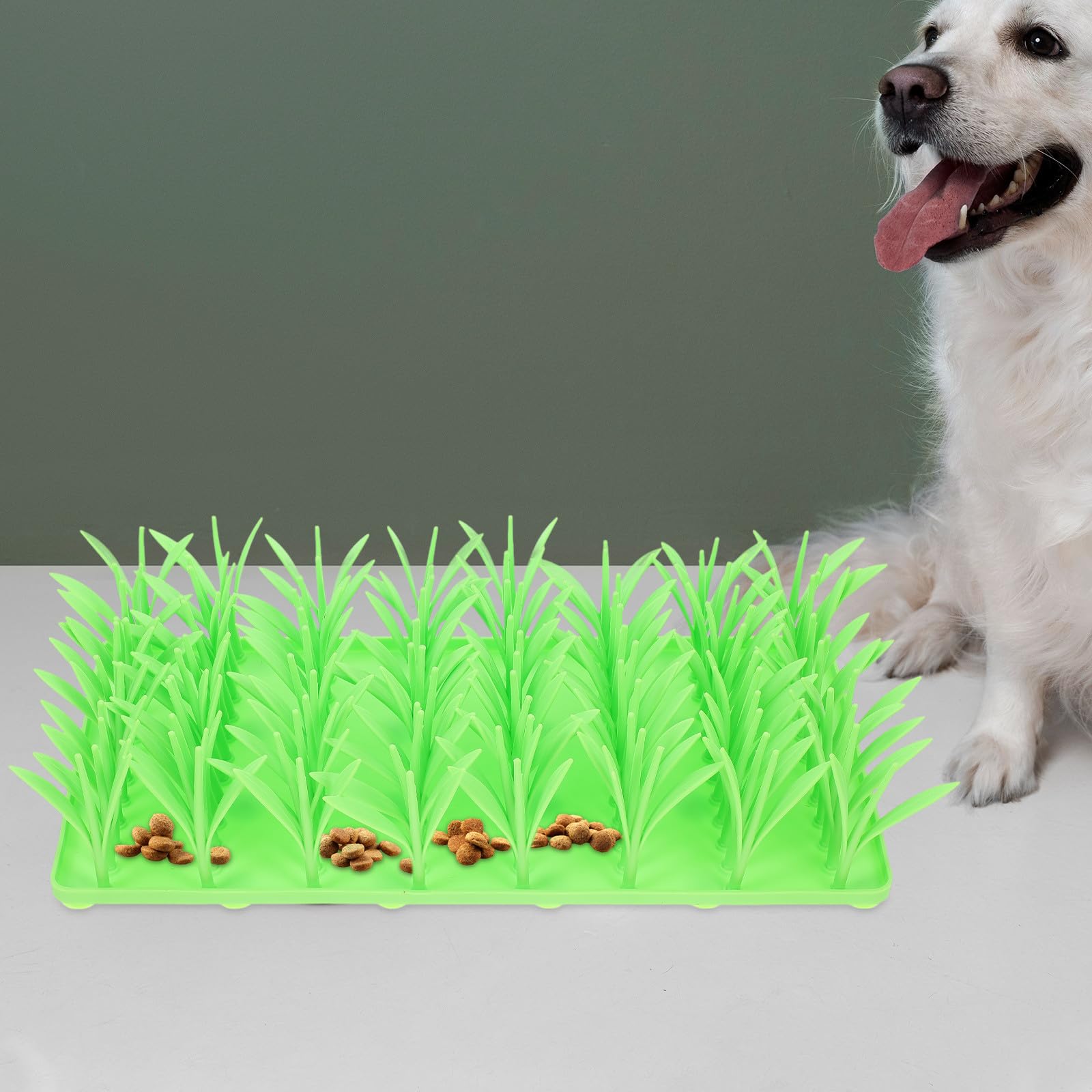 Silikon Grasmatte Slow Feeding Interaktive Futtermatte für Katzen und Hunde rutschfest Hellgrün