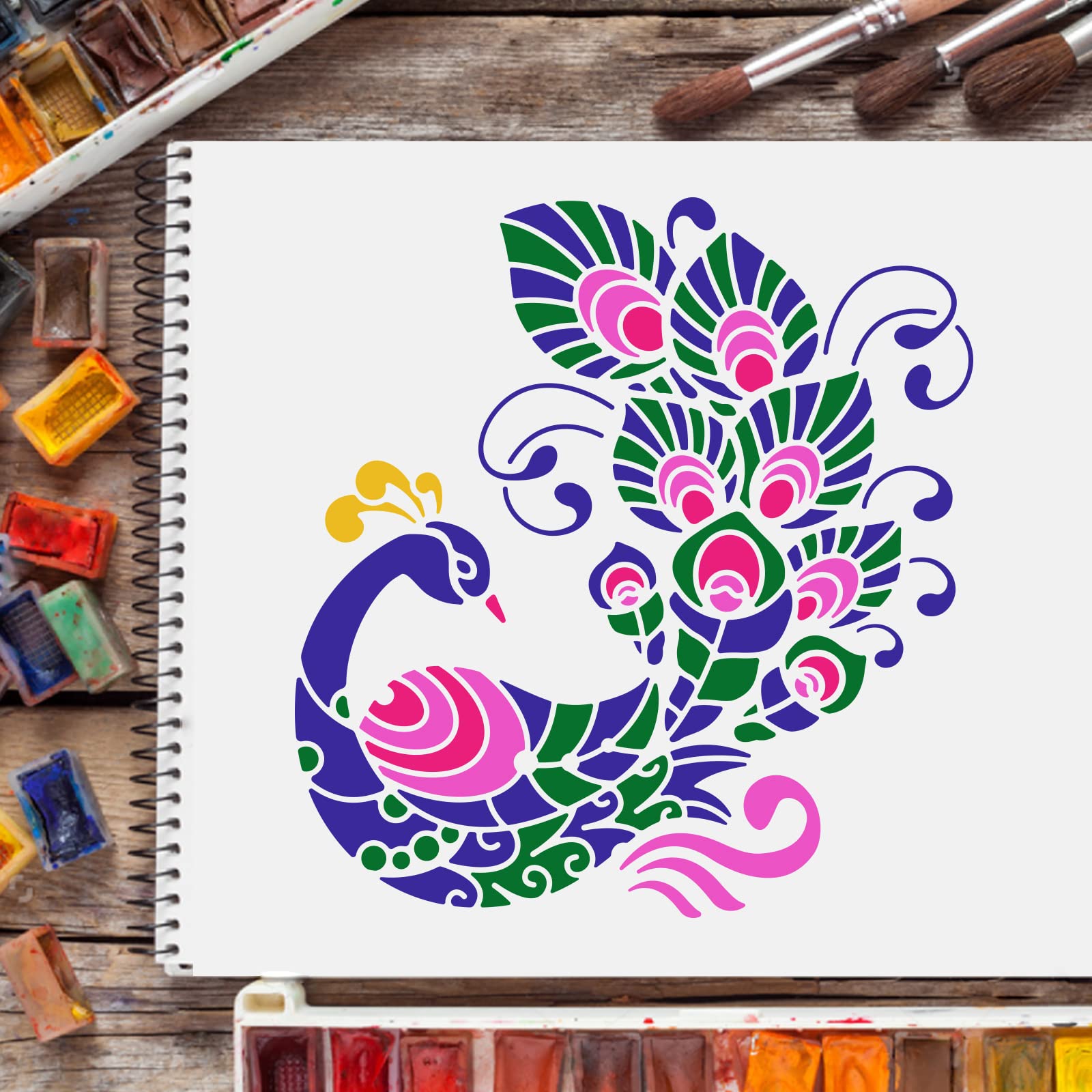 Amazon.com: FINGERINSPIRE Peacock Drawing Painting Stencils