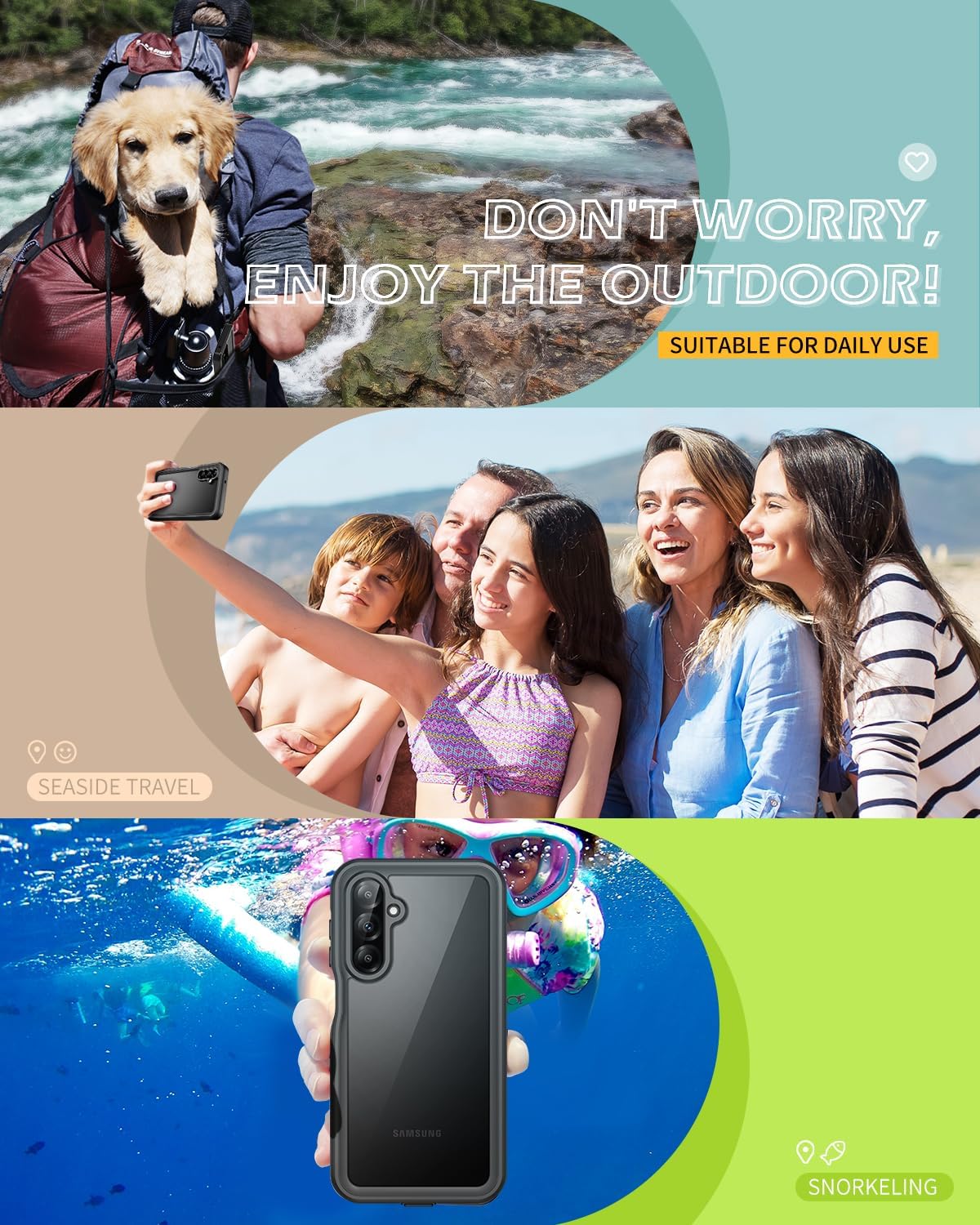 Lanhiem for Samsung Galaxy A26 Phone Case, IP68 Waterproof Dustproof, Built-in Screen Protector, Rugged Full Body Shockproof Protective Cover for Samsung A26 6.7", Black