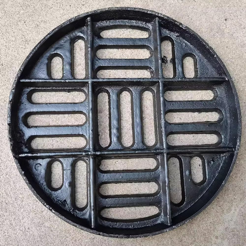 Okrągła żeliwna osłona odpływowa do rusztu kanalizacyjnego na zewnątrz – 20 cm, 30 cm, 40 cm, 45 cm, 55 cm, zamienny ruszt odpływowy (60 x 60 x 3 cm) dla wydajnego przepływu wody