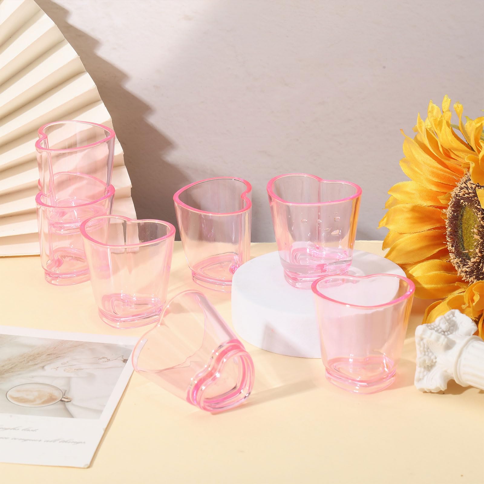 CHGCRAFT 20 chope à Bière en Plastique Joli Verre à Shot en Forme de Cœur Rose pour Boire de la Bière Décoration D'Intérieur Cadeau de Saint Valentin (56) Ml