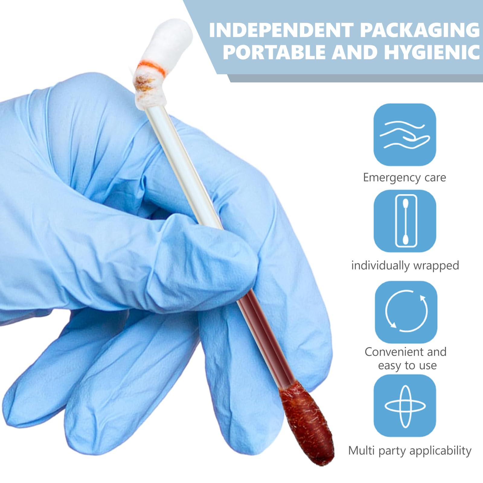 100 Pcs Monouso Cotone Tampone Iodoforo, Cotone Stick Iodio, Tampone di Disinfezione Della Pelle con Iodoforo per la Casa Ospedaliera
