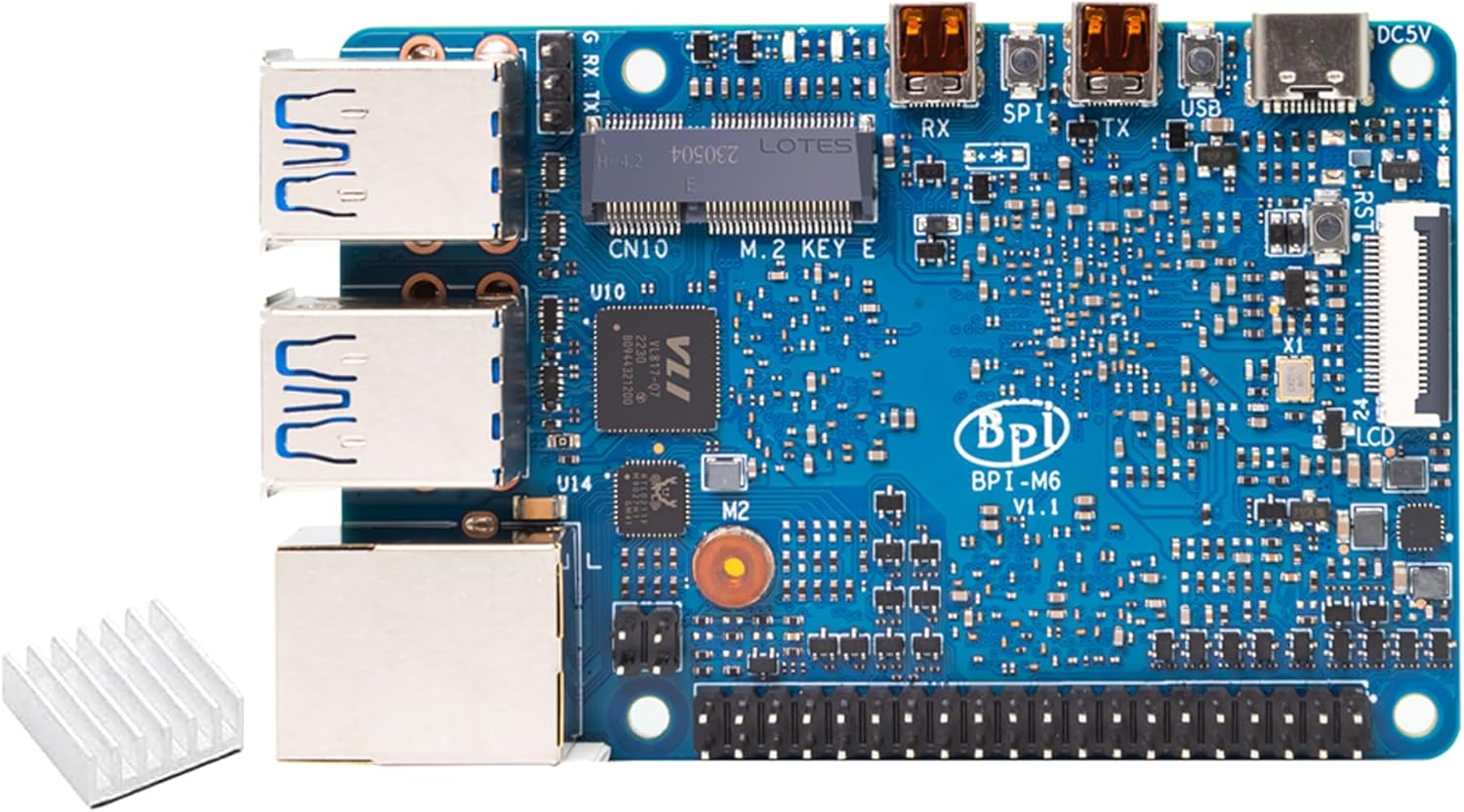Banana Pi BPI-M6 LPDDR4 4GB Single Board Computer with 16GB eMMC - Synaptics VS680 CPU 6.75Tops NPU GE9920 GPU, onboard GbE Gigabit Ethernet Port for AI Edge Computing Monitor Support Android Linux