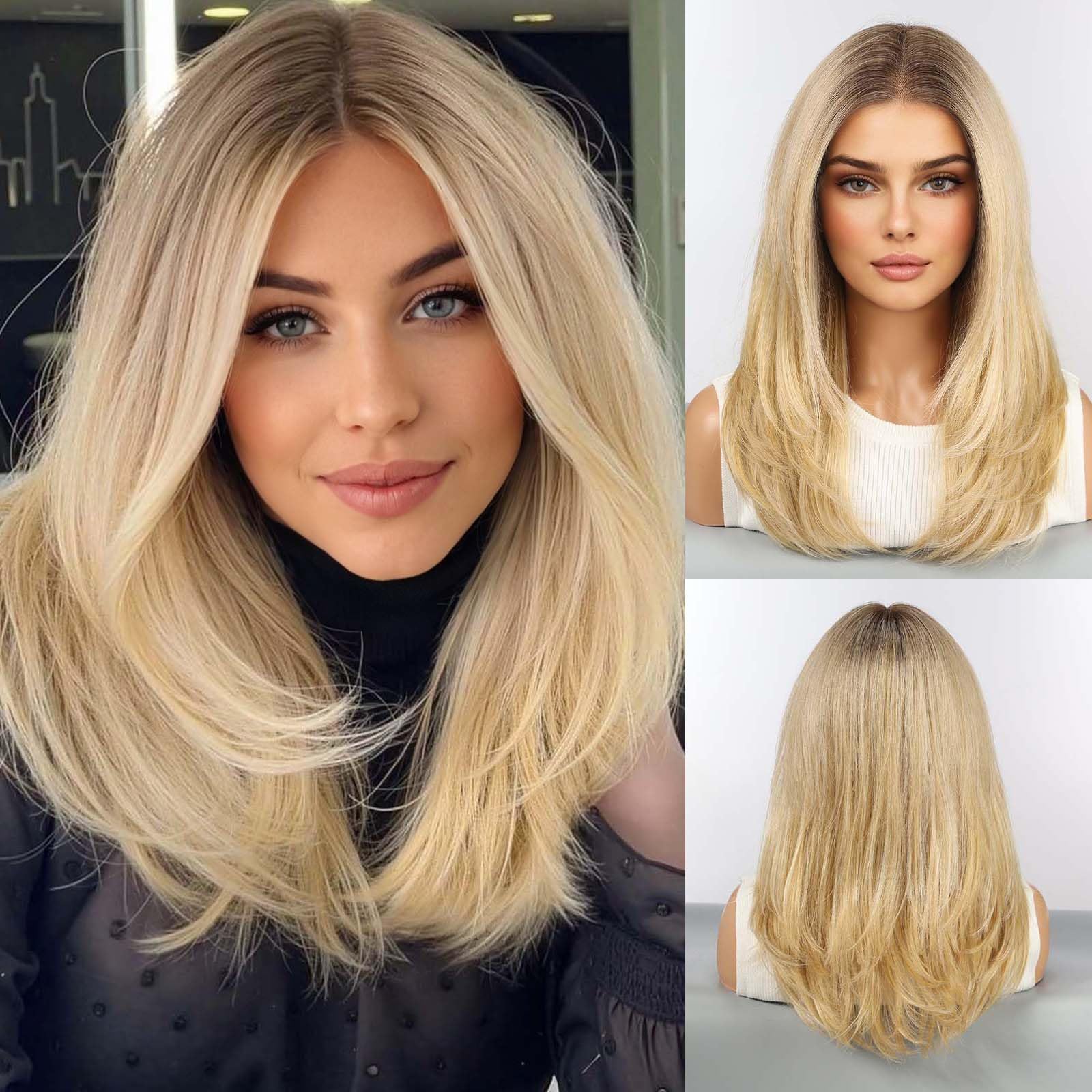 Amazon.com : HAIRCUBE Human Hair Wig Lace Front Wig Ombre  display picture 1