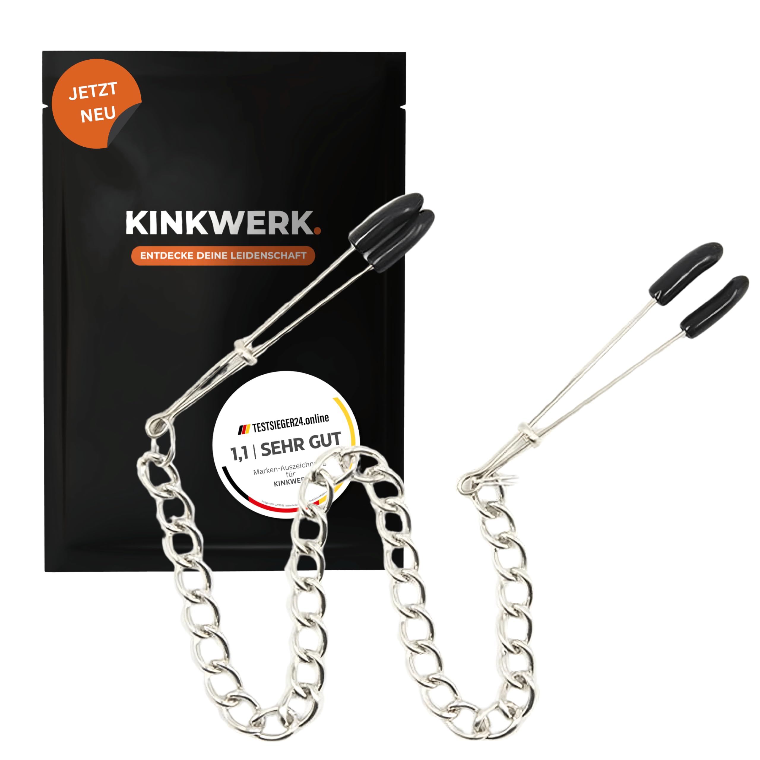KINKWERK Nippelklemmen für intensive Stimulation und Spielvergnügen | Präzise einstellbare Intensität durch Metallring für Frauen und Männer | Hautfreundlich mit weichen Gummipolstern für Brustwarze