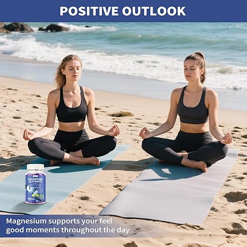 Miniatura 7 de Gomitas de glicinato de magnesio de 1000 mg, sin OMG, sin gluten, gomitas de suplemento de magnesio para adultos y niños, dormir, relajación y