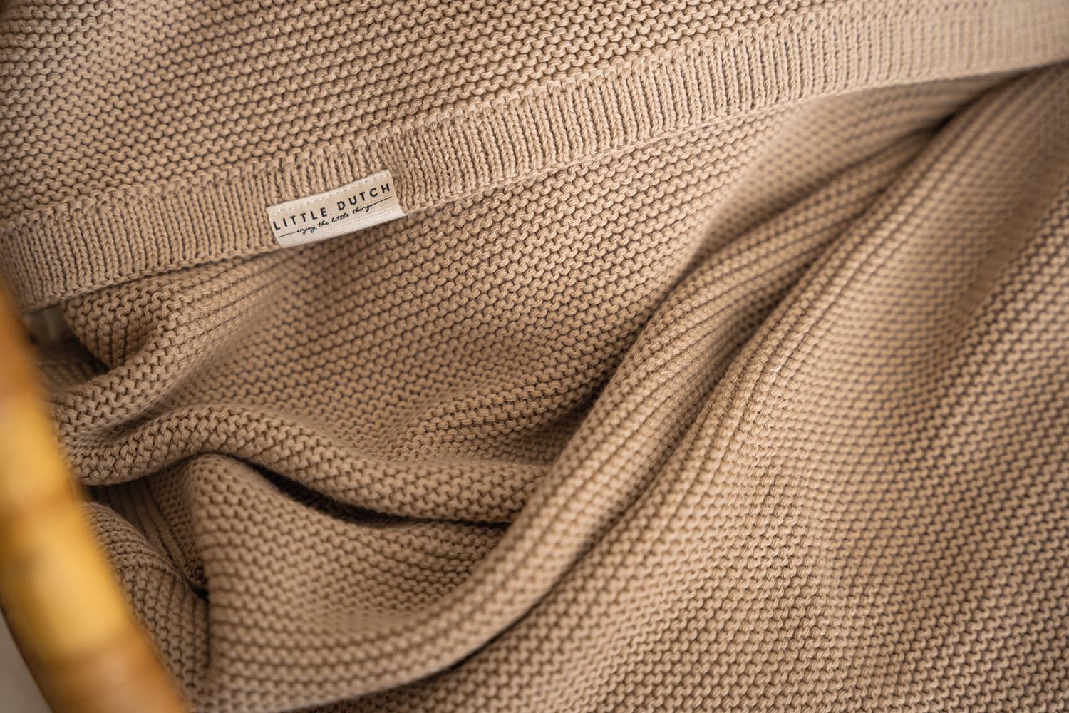 Little Dutch Decke Strickdecke Kinderdecke Strick Kinder (110x140 cm) Newborn Naturals beige - Pure