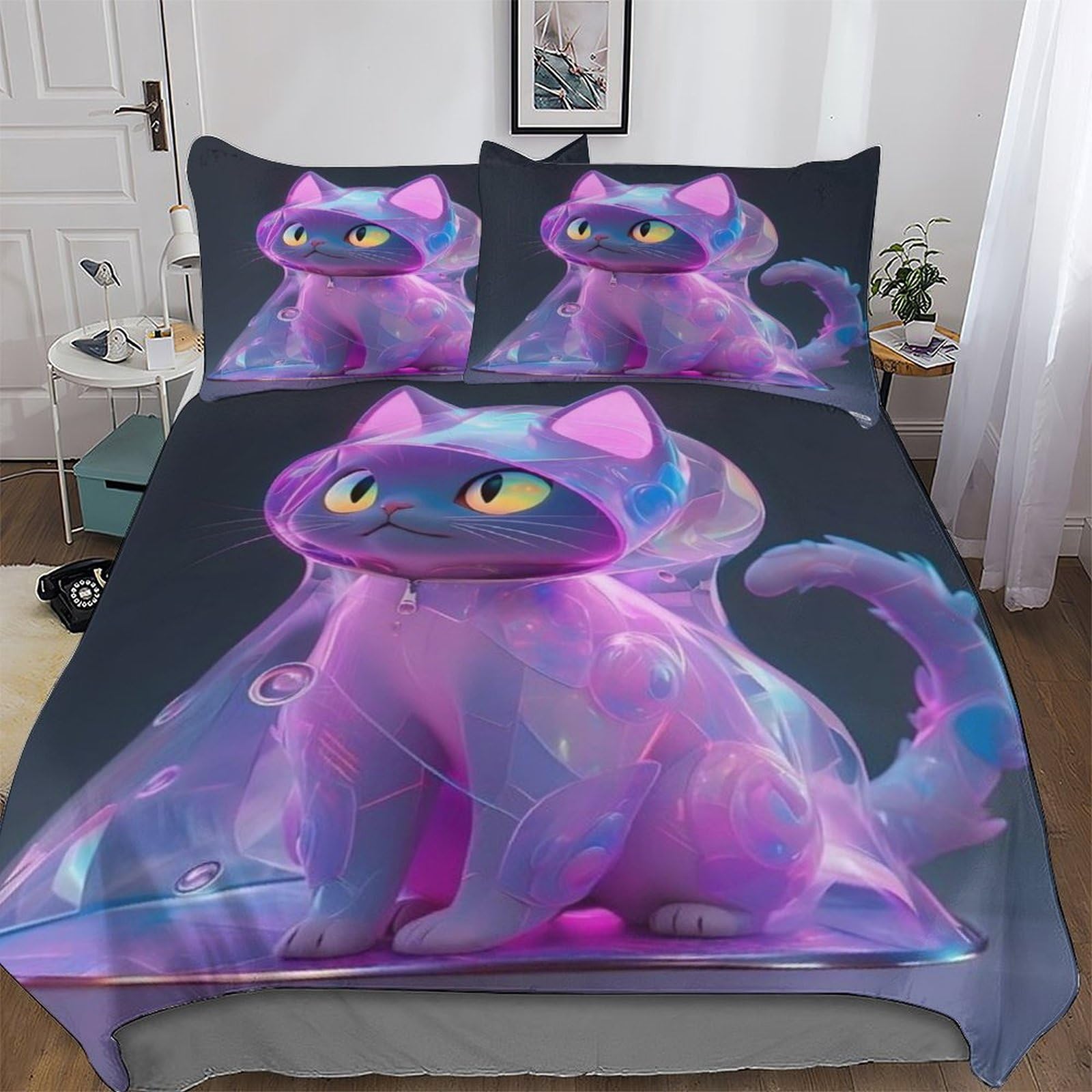 Housse de couette chat microfibre premium de qualité supérieure 200x200cm
