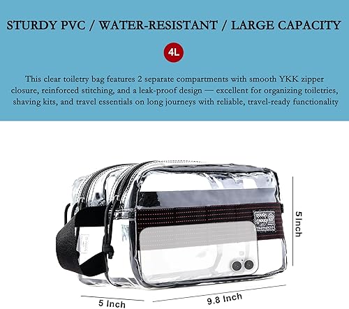 Miniatura 3 de Rough Enough - Neceser de viaje transparente para hombres y mujeres, artículos de aseo esenciales para afeitar, higiene, kit de Dopp, Negro -,