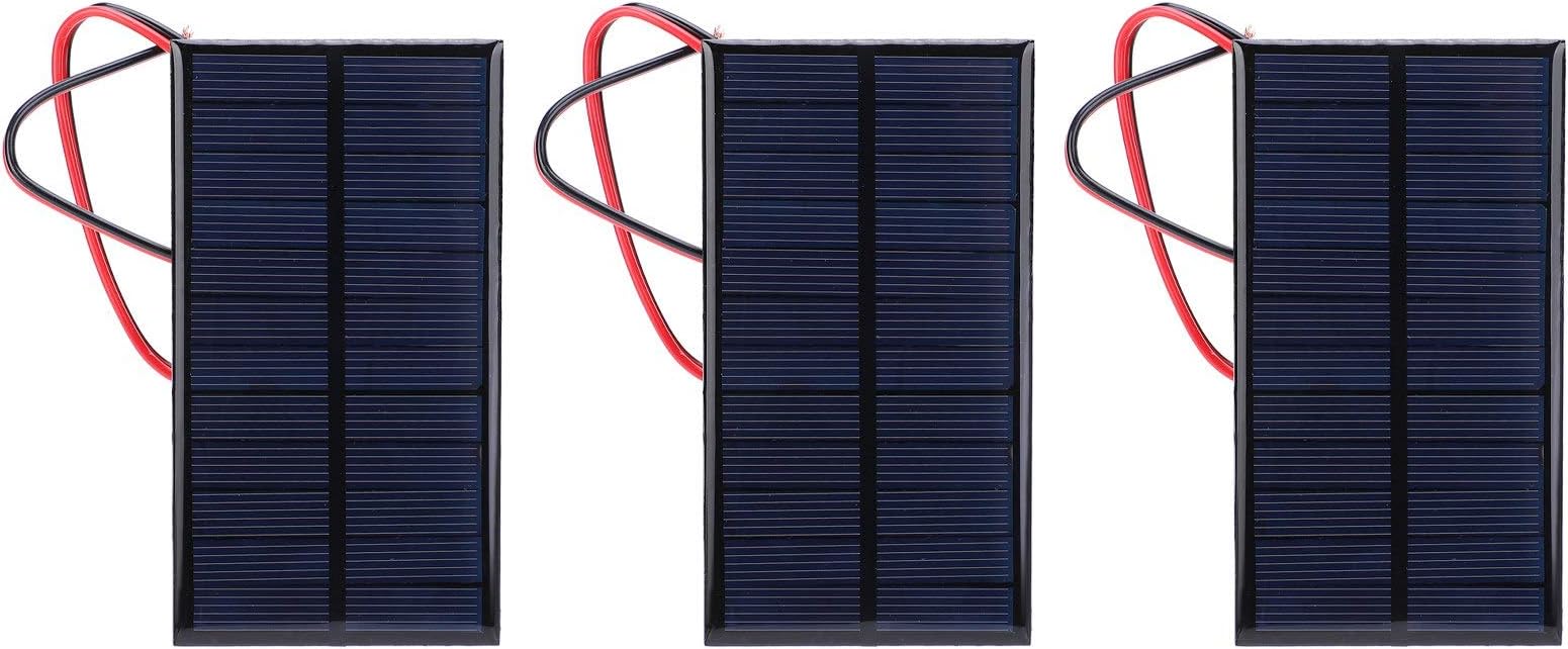 Eujgoov 3Pcs Mini Solar Panel DC 6V Polysilicon Solar Cell Charger Module Solar DIY System Kits with 30cm Cable