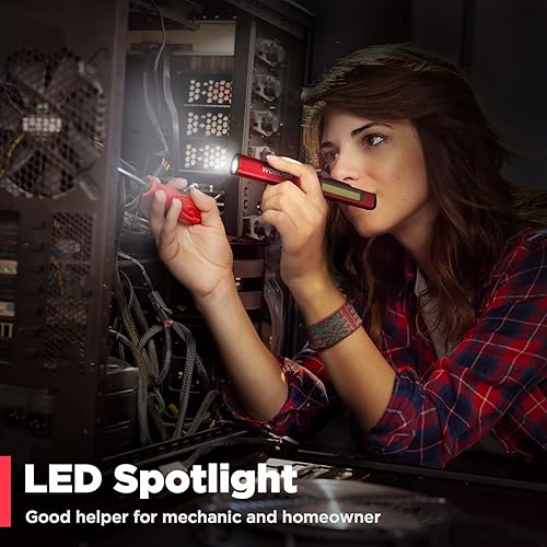 Miniatura 2 de WORKPRO Linterna tipo bolígrafo recargable, linterna LED de 450 lúmenes con luz negra UV de 365 nm, linterna multifuncional para mecánico,