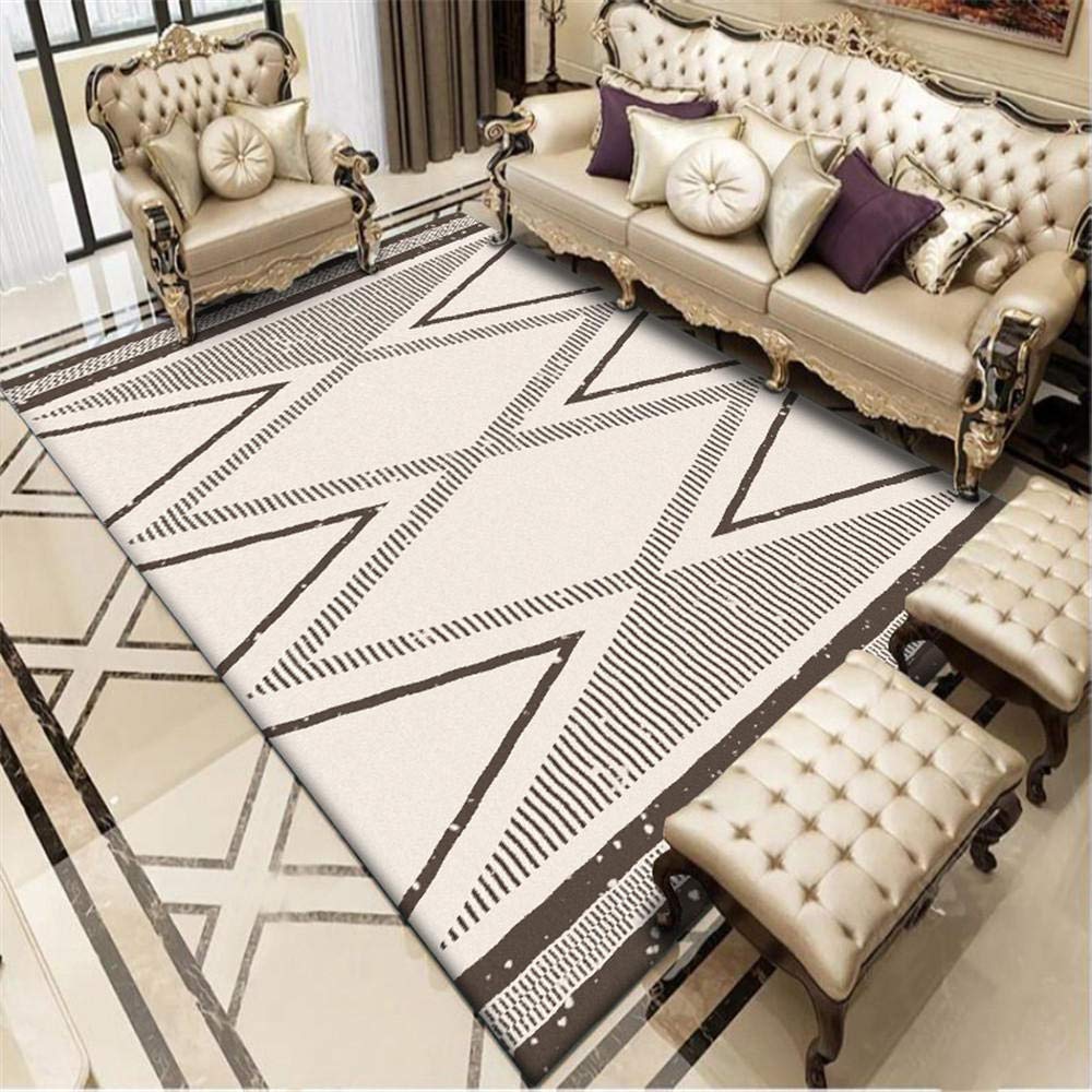 Tapis de lit beige à rayures de diamant pour votre chambre
