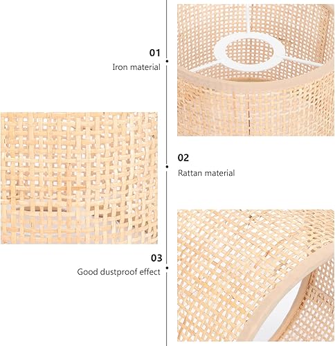 Miniatura 9 de Pantalla de lámpara de ratán tejida a mano, cubierta de ratán decorativa, accesorio de lámpara para difusión de luz suave para decoración del hogar