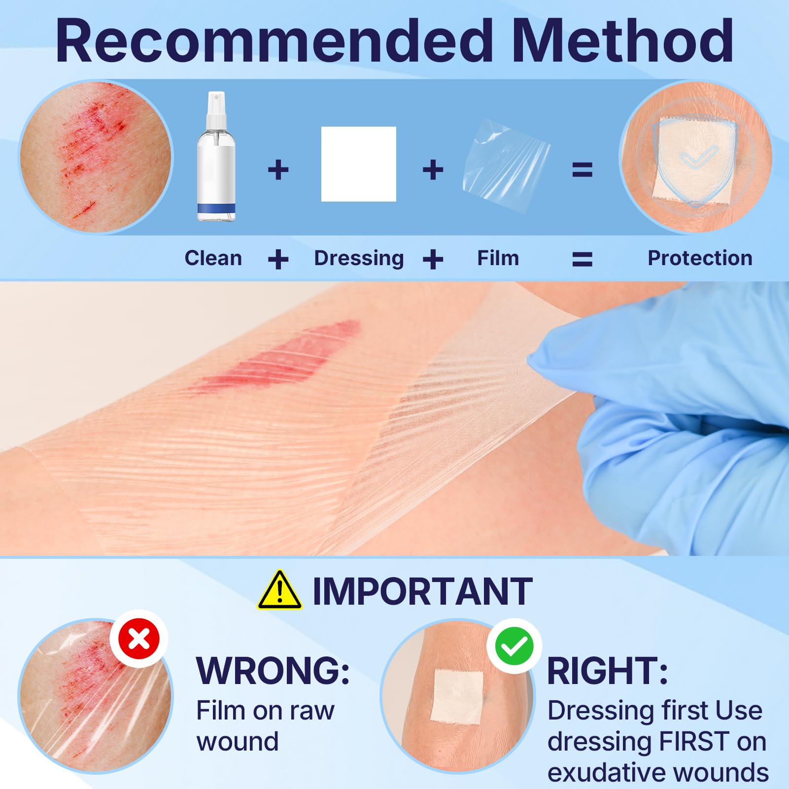 ClearShield - Apósito de película transparente de 4 x 4.75 pulgadas, paquete de 50, vendajes impermeables, transpirables, hipoalergénicos, parche adhesivo para ducha posquirúrgica, escudo intravenoso