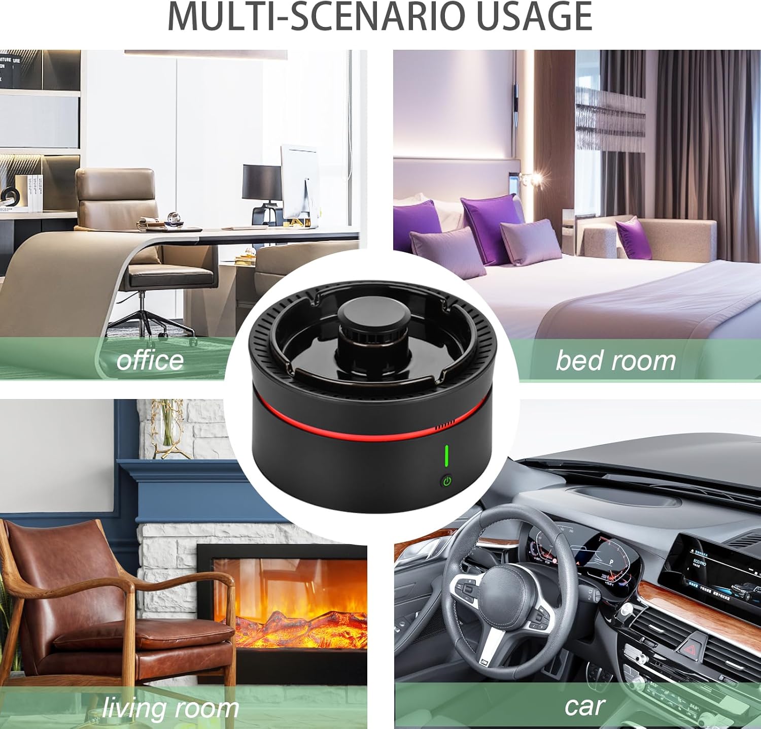 Smokeless Ashtray Indoor,Multifunctional Air Purifier Ashtray with Filter,Smoke Eaters Ash Tray for Home,Office,Car(Black)