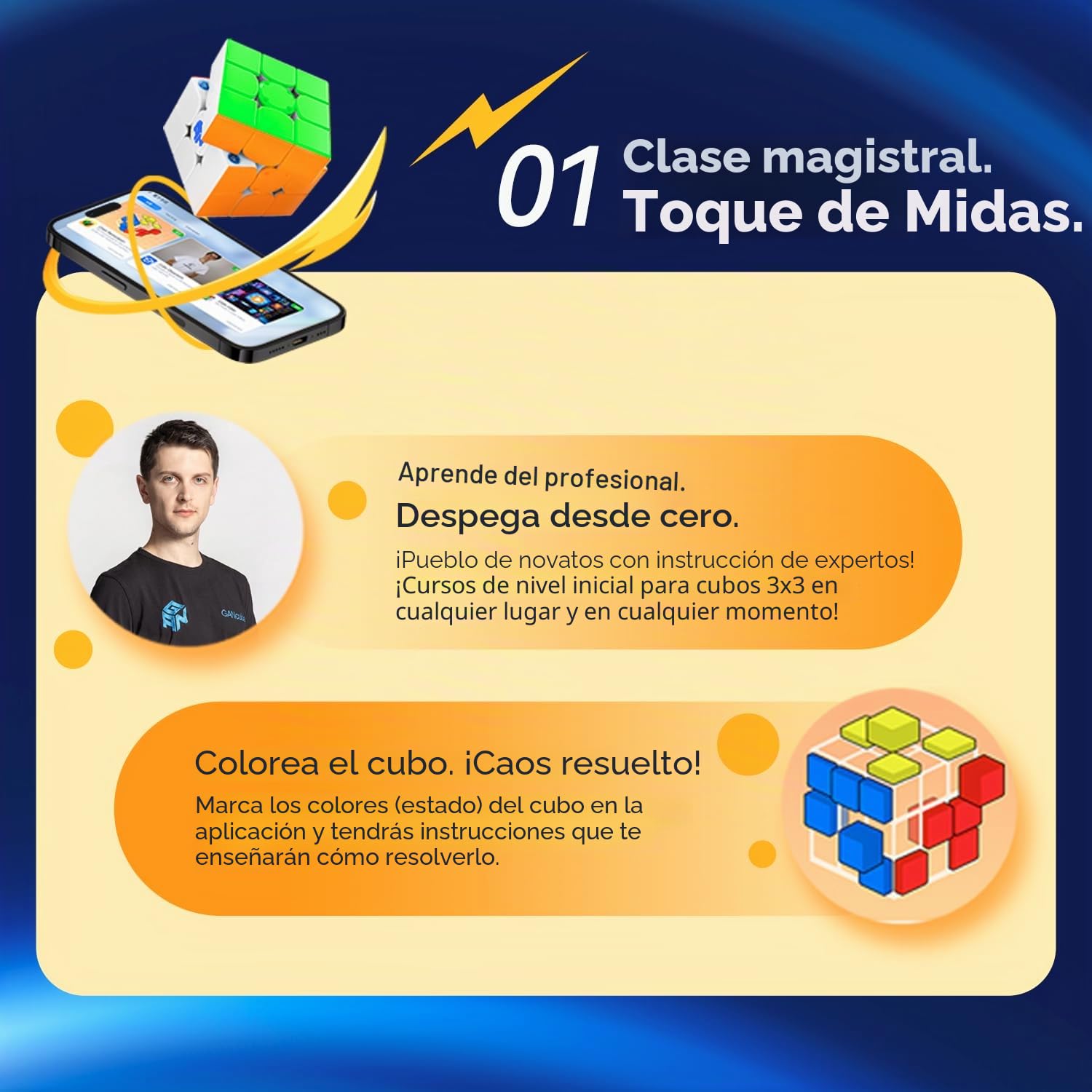 GAN 356 iCarryE Speed Cube Magnético Cubo Inteligente con Concurso en línea App, Cubos Bluetooth 48 imanes/12 Niveles de Magnetismo/4 Niveles de Elasticidad Batería Reemplazable (Versión Esmerilada)